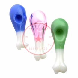 Latest Colourful Chicken Wings Legs Art Smoking Glass Pipes Portable Handmade Dry Herb Tobacco Philtre Spoon Bowl Innovative Pocket Cigarette Holder DHL