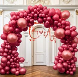 Party Decoration 127pcs Set 12 Inch Red Latex Balloon 32.8ft Aluminium Foil Hanging Swirls Birthday Balloons For