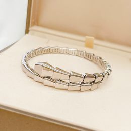 designer Classic snake bracelet S925 sterling silver luxury fashion Bangle mirror wedding bangles Jewellery Hot narrow version spring opening ring D0124 RJ4728