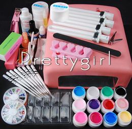 WholePro 36W UV Dryer Lamp 12 colored uv gel Glitter Powder French Nail Art Tips Gel Tools DIY Set 3185685398