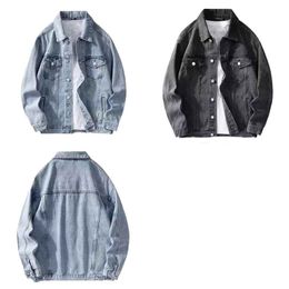 Men's denim jacket Spring and fall fashion trend loose by the designer's classic black athleisure collection outside the fir thin