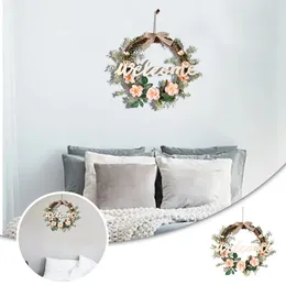 Decorative Flowers Spring Wreaths Mother's Day Carnation Door Ring Hooks For Christmas Wreath And Garland Set