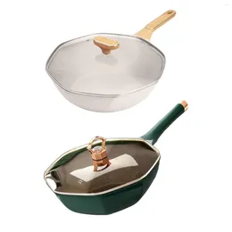 Pans Octagonal Frying Pan Woks Comfortable Grip Cookware Cooking Nonstick For Camping Restaurant Household Dumplings