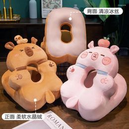 Pillow Soft Plush Kawaii Capybara Sleeping Cartoon Capibara For Office Chair Waist Backrest Sofa Home Decor Gift