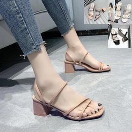 Dress Shoes Summer Sandals Medium Low Heel Women Dresses Elegant Party Plastic Pink Heels Black Fashion 2024 Block Comfortable