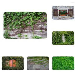 Bath Mats Green Ivy Brick Wall Mat Wooden Window Flower Plant Scenery Garden Exotic Bathroom Decor Rug Non Slip Carpet Toilet Doormat