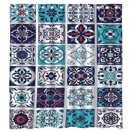 Shower Curtains Seamless Tile Pattern Colorful Lisbon Mediterranean Floral Decorative Square Flower Blue Curtain By Ho Me Lili With Hook