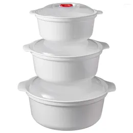 Dinnerware 3 Pcs Microwave Lunch Holder Plastic Container Supply Camping Microwavable Box Accessory Convenient Reusable Containers