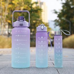 Water Bottles Three-piece Plastic Bottle High Appearance Level Space Cup Gradient Large Capacity Wholesale Straw Bucket