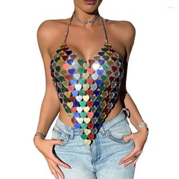 Women's Tanks Women Colourful Sequins Chain Crop Top Body Jewellery Festival Outfit