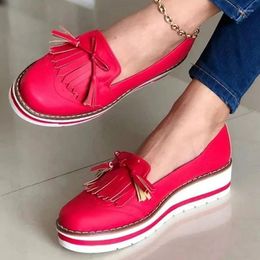 Fitness Shoes Women's Casual 2024 Fringed Platform Loafers 35-43 Plus Size Cute Wedge Heel Dress PartyFemale Vulcanised Flat