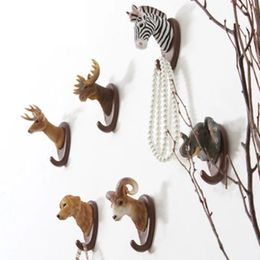 Hooks Creative American Style Animal Head Hanging Hook Wall Home Strong Seamless Sticking Decorative Keys Hanger Coat