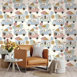 Wallpapers Ice Cream Pattern Wall Paper Decal Stickers Peel And Stick Wallpaper For Baby Kids Room Kindergarten Nusery Decor Mural