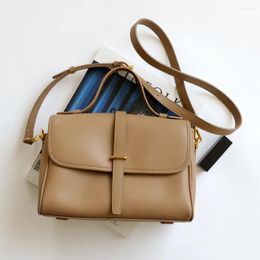 Shoulder Bags 2024 Spring Simple Soft Hasp Brown Designer Totes Handbags Women Crossbody Split Leather Vintage Bag