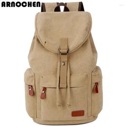 Backpack ARNOCHEN2024 Buckle Backpacks Canvas Shoulder Bag Male Casual Student Travel Bags Large Capacity Computer XD077