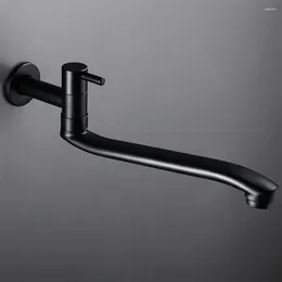 Kitchen Faucets G1/2 Mop Pool Leakproof Home Single Cold Modern Basin Sink Lengthen Rotatable El Wall Mounted Black Faucet One Handle