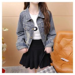 Women's Jackets 2024 Loose Casual Denim Jacket Women Small Spring And Fall Fashion Short In Outerwears Polo Outerwear