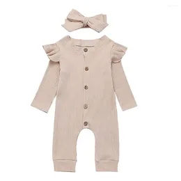 Clothing Sets Beige Easy-to-Wear Baby Girl Boy Rompers In Cotton Fabric Wide Application Long Sleeve