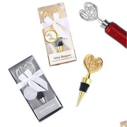 Party Favor Heart Wine Stopper Bar Tool Zinc Alloy Champagne Sealing Wedding Guest Gift Drop Delivery Home Garden Festive Supplies Ev Dhltj