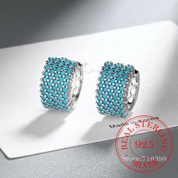 Hoop Earrings 925 Sterling Silver Simple Fashion Turquoise For Women Female Jewelry Wedding Party Gift Aretes De Mujer