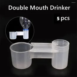 Other Bird Supplies 5Pcs Drinker White Double-head Drinking Cup Double Mouth For Fountain Poultry