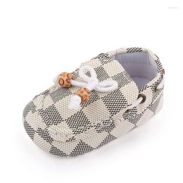 First Walkers Baby Boys Girls Moccasins Anti-Skid Soft Slip-on Crib Shoes Checkerboard Slippers For Infants