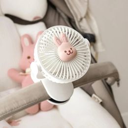 Korean Baby Stroller Clip Fan Mini Portable Rechargeable Electric Wind Power Handheld Fans Outdoor Small Cooling Ventilador 240513