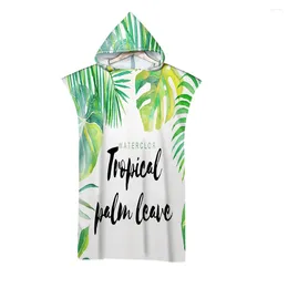 Towel Tropical Palm Leaves Pattern Outdoor Adult Hooded Beach Poncho Bathrobe Towels Women Man AHT4