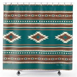 Shower Curtains Southwestern Turquoise Bohemian Design Polyester Fabric Waterproof Curtain For Bathroom Decor