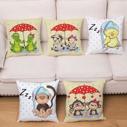 Pillow Cute Cartoon Animal Print Throw Cover 45 Covers Super Soft Short Plush Case Sofa Home Decor Pillowcase