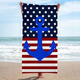 Towel Zooshum American Flag Anchor Beach Microfiber Oversized Towels 3D Printed Absorbent Quick Dry Bath For Adults