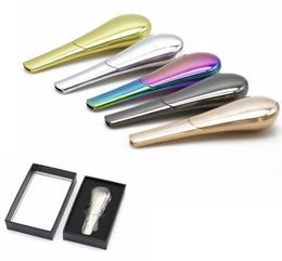 Spoon Smoking Pipe Portable Creative Metal Herb Tobacco Cigarette Pipes Hand Scoop Smoke with Gift Box2842707