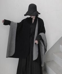 Women celebrity Cashmere Black white doublesided shawl pluvial Multifunction Scarf classic design cool simple cloak Warm thick sh8592618