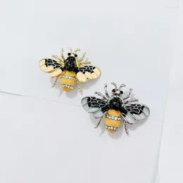 Brooches Fashion Enamel Rhinestone Bee Insect For Women Clothing Jewelry Party Accessries