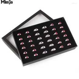 Jewelry Pouches Earrings Display Holder Organizer Practical Show Case Transparent Window PVC 36 Slots Ring Box Tray Storage