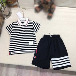 New baby tracksuits Summer boys set Size 100-160 CM kids designer clothes Contrast stripe design Short sleeved POLO shirt and shorts 24May