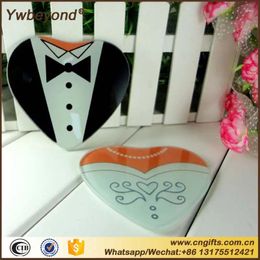Party Favor Wholesale 100pc/lot 50sets/lot Gown & Tuxedo Coasters Bride And Groom Sets Favors Gifts For Wedding Supplies