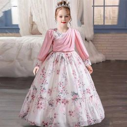 Girl's Dresses Girl Children Costume Embroidered Princess Dresses Girls Wedding Evening Ball Gown For Prom Flower Sequin Kids Party Dresses Y240514