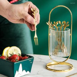 Dinnerware Sets Golden Frame Fork Storage Rack Household Stainless Steel Tableware Spoon Chopsticks Home Decoration Ornaments