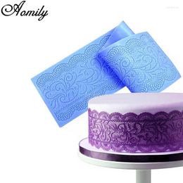 Baking Moulds Aomily 40 10cm Thickened Lace Flower Wedding Cake Silicone Fondant Mold Mousse Sugar Craft Icing Mat Pad Pastry Tool