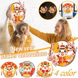 Wall Stickers Year Of The Ox Zodiac Paper-cut Spring Festival Fu Glass Window Home Shopping Mall Decoration#35