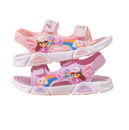 summer rainbow kids cute sandals fashion princess soft soled children shoes simple hook and loop fastener sandals