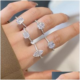 Rings Luxury Gold Wed Designer Ring For Woman 925 Sterling Sier Diamond Round Oval 5A Zirconia Womens Love Eternity Promise Engagemen Dhkaw