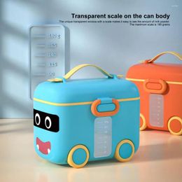 Storage Bottles Transparent Scale Lines Formula Container Leakproof Cartoon Car Crisper Box With Spoon Window For Outdoor