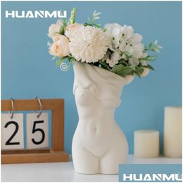 Vases Figurines Ceramic Home Decor Female Body Art Sexy Vase Flower Desk Ornaments Decorative Y Women Bust Room Decoration Craft Dro Dh9Cz