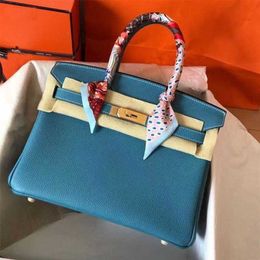 Sewn Platinum Designer Bag Full Wax Thread Togo Leather Litchi Pattern Calf Leather Handbag for Women 25/30/35 IGQF