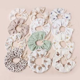 Bibs Burp Cloths Baby drawstring adjustable bib newborn 4-layer Gauze Burp cloth childrens cotton cute bandage feeding Saliva towelL240514