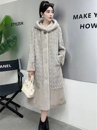 Women's Trench Coats Winter Jacket Long Imitation Mink Velvet Cashmere Coat High Quality Thicked Warm Golden Faux Woollen