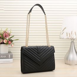 2024 New Fashion Letter Zipper Stripe Flip Bag Horizontal Square Double Chain Women's Shoulder Bag 888