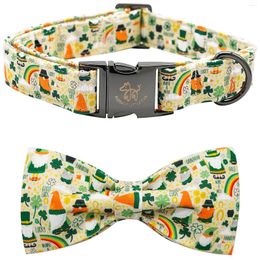 Dog Collars Elegant Little Tail St. Patrick's Day Collar With Bow Green Clover Pet Gift